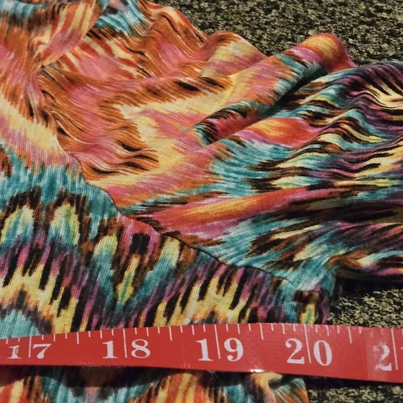 Jones New York Sport 3/4 Sleeve Knit Top Blouse Women Sz L Colorful Lightweight - Picture 9 of 11